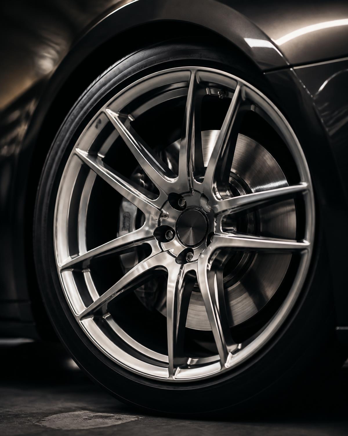 Detailed wheel and brake caliper